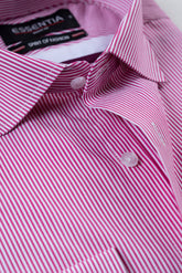 White & Red Stripe Men's Dress Shirt